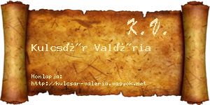 Kulcsár Valéria névjegykártya